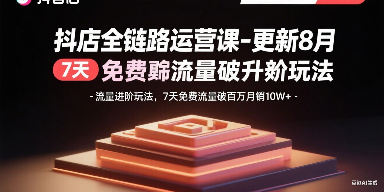 抖店全链路运营课-更新8月：流量进阶玩法，7天免费流量破百万月销10W+-jixi