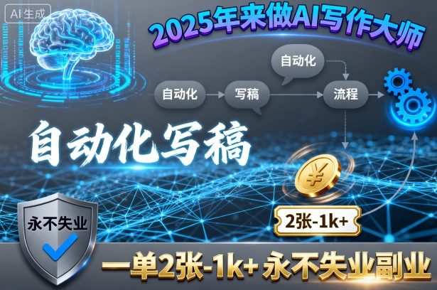 2025年来做AI写作大师，自动化写稿，一单2张-1k+，永不失业副业-jixi