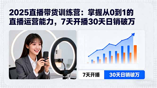 2025直播带货训练营：掌握从0到1的直播运营能力，7天开播30天日销破万-jixi