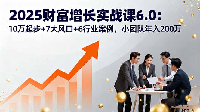 2025财富增长实战课6.0：10万起步+7大风口+6行业案例，小团队年入200万-jixi