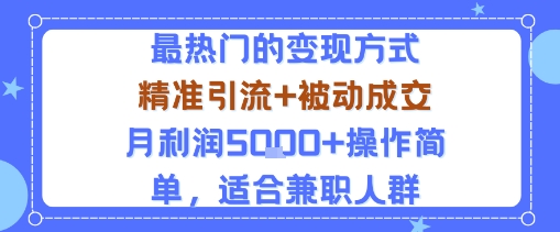 小众赛道玩法：当下最热门的变现方式，精准引流+被动成交月利润5k+操作简单，适合兼职人群-jixi