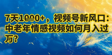 7天收益1k+，视频号新风口：中老年情感视频如何月入过W?-jixi