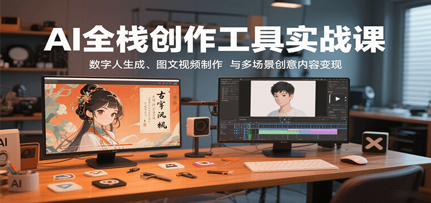 AI全栈创作工具实战课：数字人生成、图文视频制作与多场景创意内容变现-jixi