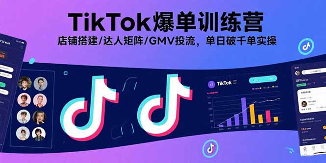 TikTok爆单训练营，店铺搭建/达人矩阵/GMV投流，单日破千单实操-jixi