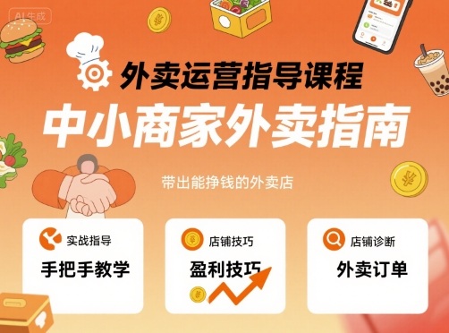 外卖运营指导课程，中小商家外卖指南，手把手带出能挣钱的外卖店-jixi