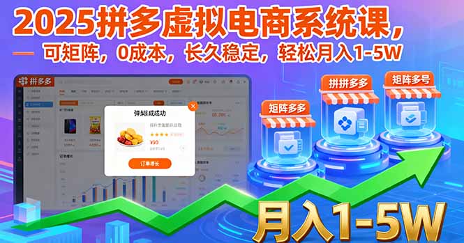2025拼多多虚拟电商系统课，可矩阵，0成本，长久稳定，轻松月入1-5W-jixi