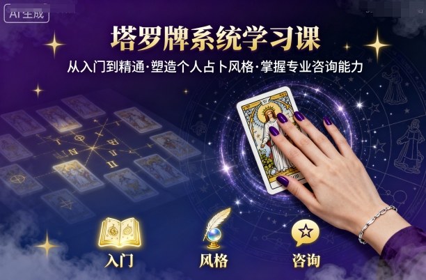 塔罗牌系统学习课，助你从入门到精通，塑造个人占卜风格，掌握专业咨询能力-jixi