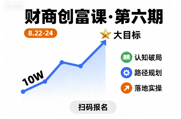 财商创富课第六期8月22-24号，如何从10W起步，一步步实现大目标-jixi