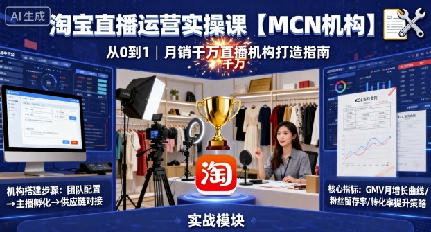 淘宝直播运营实操课【MCN机构】，从0到1做一家月销千W的直播机构-jixi
