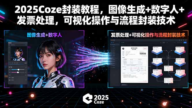 2025Coze封装教程，图像生成+数字人+发票处理，可视化操作与流程封装技术-jixi