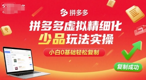 拼多多虚拟精细化少品玩法实操，小白0基础轻松复制-jixi