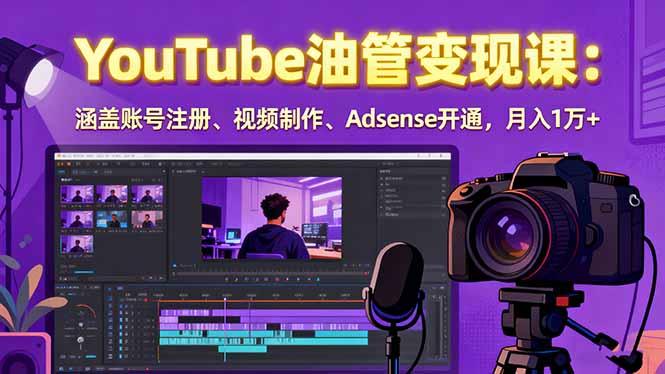 2025YouTube油管变现课：涵盖账号注册、视频制作、Adsense开通，月入1万+-jixi
