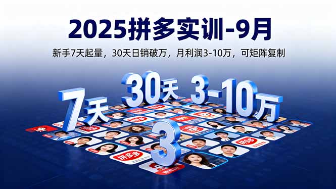 2025拼多多实训-9月：新手7天起量,30天日销破万,月利润3-10万,可矩阵复制-jixi