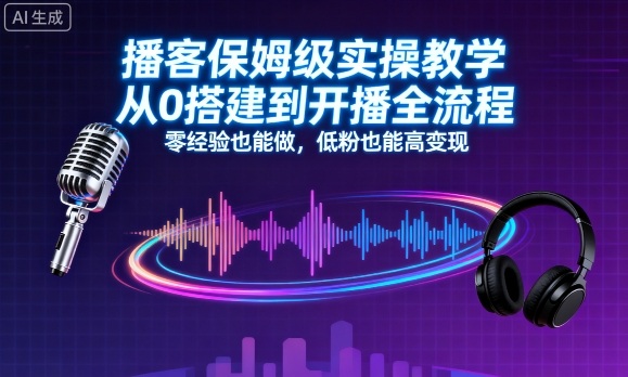播客保姆级实操教学，从0搭建到开播全流程，零经验也能做，低粉也能高变现-jixi