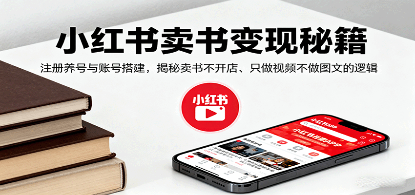 小红书卖书变现秘籍，注册养号与账号搭建，揭秘卖书不开店、只做视频不做图文的逻辑-jixi