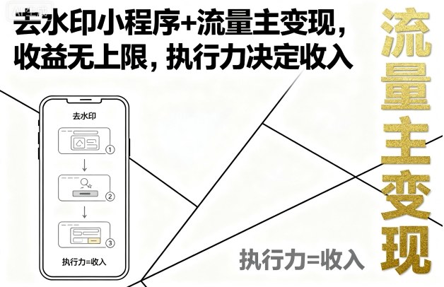 去水印小程序+流量主变现，收益无上限，执行力决定收入-jixi