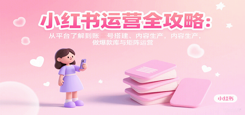 小红书运营全攻略：从平台了解到账号搭建、内容生产，做爆款库与矩阵运营-jixi