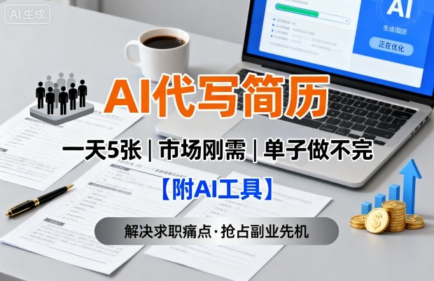 AI代写简历，一天5张，今年找工作难，市场刚需，单子做不完【附AI工具】-jixi
