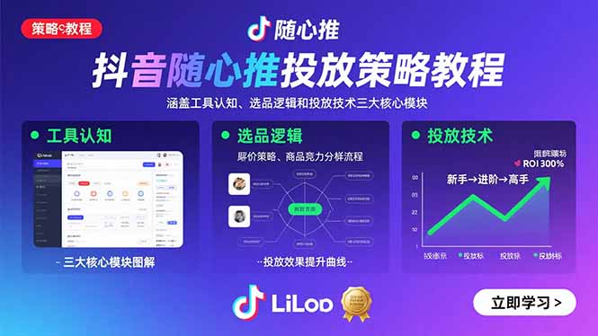抖音随心推投放策略教程：涵盖工具认知、选品逻辑和投放技术三大核心模块-jixi