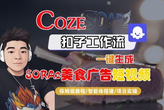 Coze扣子智能体工作流一键生成“SORA2美食广告“短视频，全流程保姆级教学-jixi