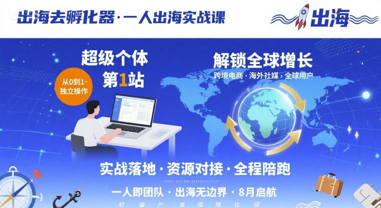 出海去孵化器，一人出海实战课，​超级个体第1站，解锁全球增长-jixi