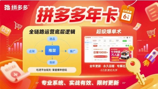 拼多多年卡【8月更新6节】拼多多全链路运营底层逻辑，超级爆单术-jixi