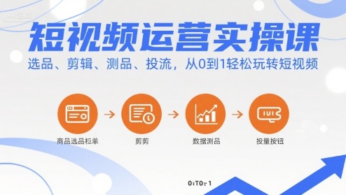 短视频运营实操课，选品、剪辑、测品、投流，从0到1轻松玩转短视频-jixi