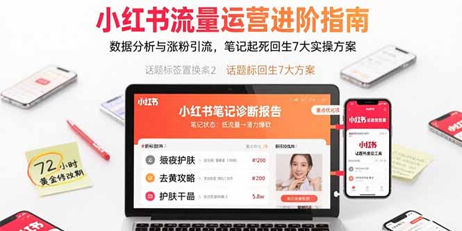 小红书流量运营进阶指南，数据分析与涨粉引流，笔记起死回生7大实操方案-jixi