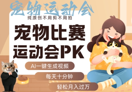 AI一键生成宠物比赛运动会PK视频，纯原创不用剪不用拍，每天十分钟，轻松月入过1W+-jixi