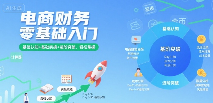 电商财务零基础入门，基础认知+基础实操+进阶突破，轻松掌握-jixi