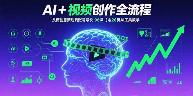 AI+短视频创作全流程：从创意策划到账号增长，96节课(含26项AI工具教学-jixi