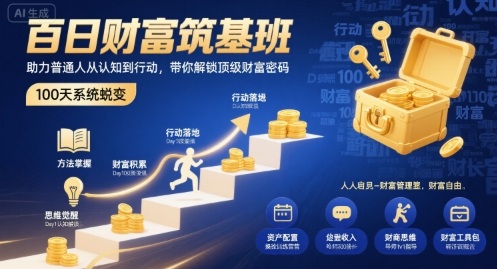百日财富筑基班，助力普通人从认知到行动，带你解锁顶级财富密码-jixi