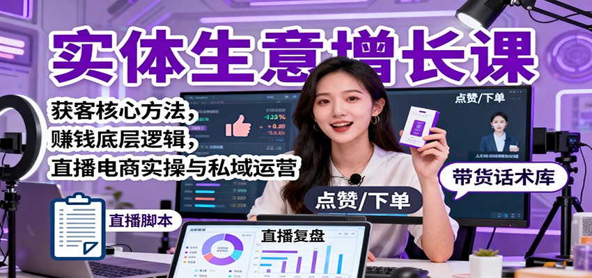 实体生意增长课：获客核心方法，赚钱底层逻辑，直播电商实操与私域运营-jixi