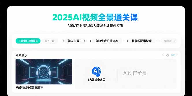 2025AI视频全景通关课：涵盖创作/商业/职场3大领域  掌握AI全场景应用-jixi