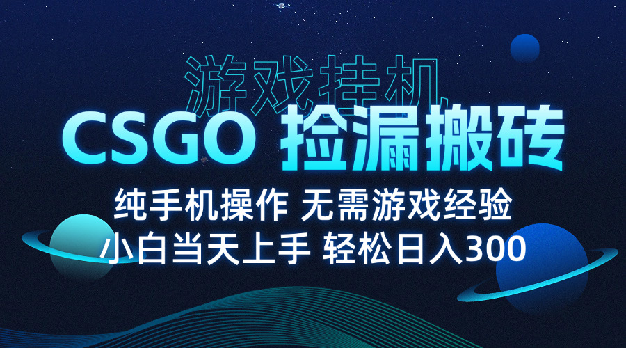8月最新游戏搬砖，CSGO纯挂机，不需要玩游戏，实现真挂机，月入1W+-jixi