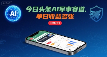 今日头条AI军事赛道，单日收益多张 ，手机可做【附指令】-jixi