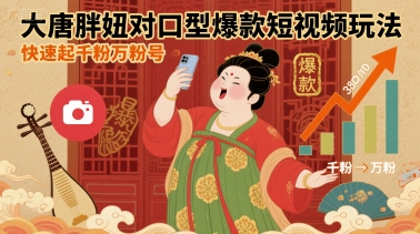 大唐胖妞对口型爆款短视频玩法，快速起千粉万粉号-jixi