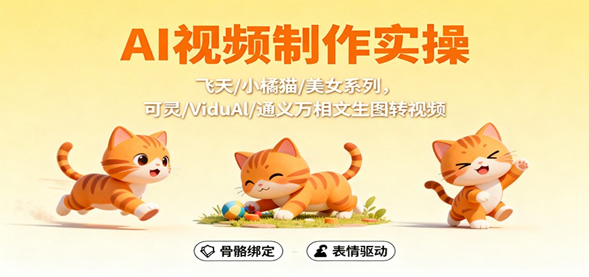 AI视频制作实操，飞天/小橘猫/美女系列，可灵/ViduAl/通义万相文生图转视频-jixi