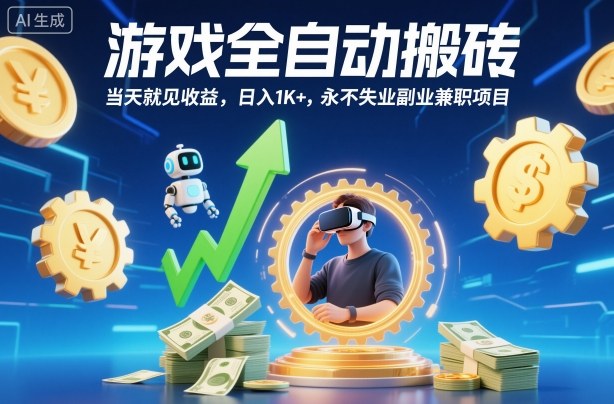 游戏全自动搬砖，当天就见收益，日入1K+，永不失业副业兼职项目【揭秘】-jixi