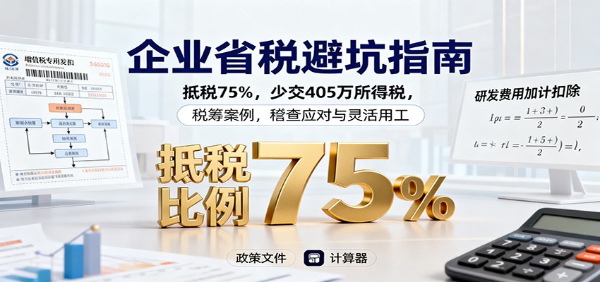 企业省税避坑指南：抵税75%，少交405万所得税，税筹案例，稽查应对与灵活用工-jixi