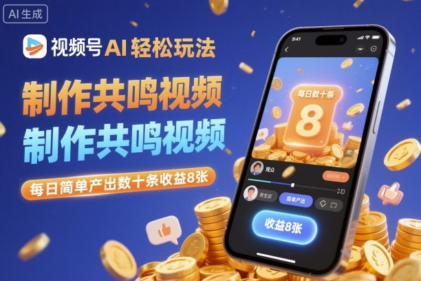 视频号AI轻松玩法，制作共鸣视频，每日简单产出数十条收益8张-jixi