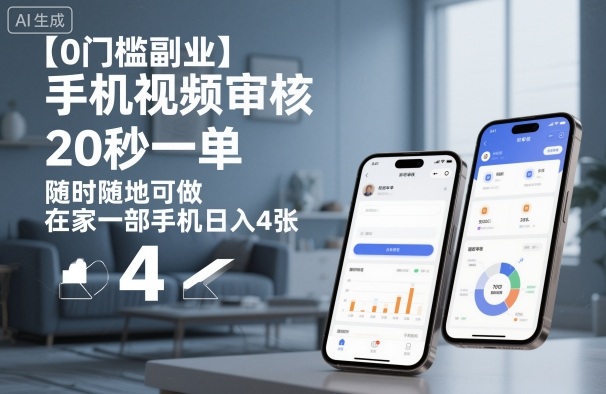 【0门槛副业】手机视频审核,20秒一单,随时随地可做,在家一部手机日入4张【揭秘】-jixi