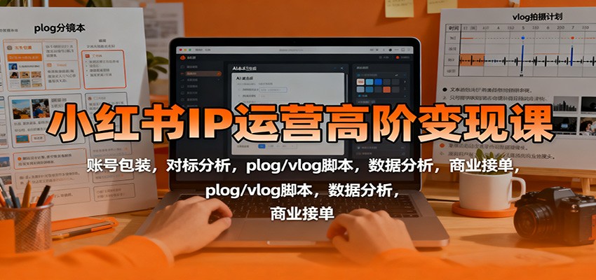 小红书IP运营高阶变现课：账号包装，对标分析，plog/vlog脚本，数据分析，商业接单-jixi