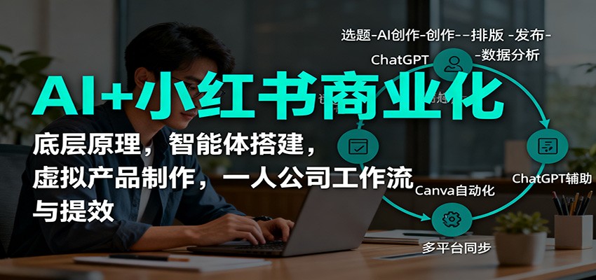 AI+小红书商业化，底层原理，智能体搭建，虚拟产品制作，一人公司工作流与提效-jixi