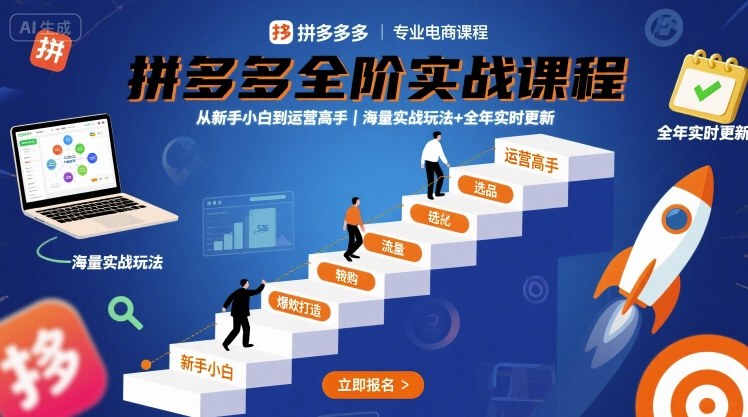 拼多多全阶实战课程，从新手小白到运营高手，海量实战玩法+全年实时更新【2025年10月更新】-jixi