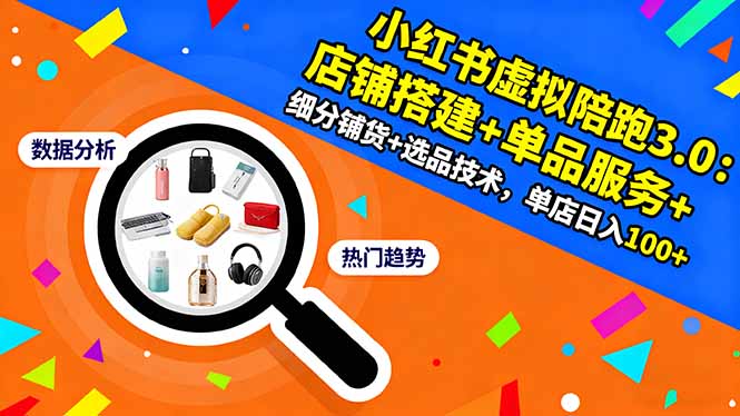 小红书虚拟陪跑3.0：店铺搭建+单品服务+细分铺货+选品技术，单店日入100+-jixi