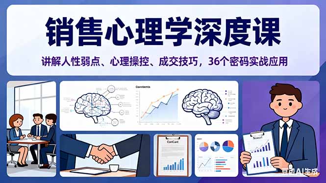 销售心理学深度课，讲解人性弱点、心理操控、成交技巧，36个密码实战应用-jixi
