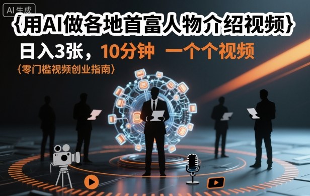 用AI做各地首富人物介绍视频，日入3张，10分钟一个视频-jixi