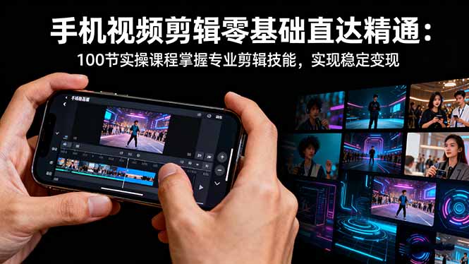 手机视频剪辑零基础直达精通：100节实操课程掌握专业剪辑技能，实现稳...-jixi