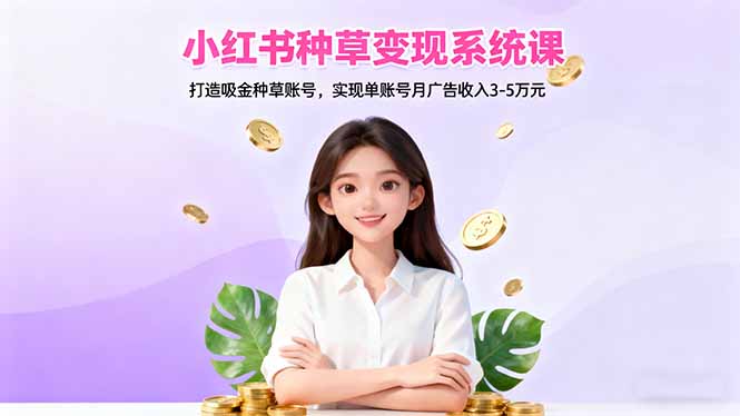 小红书种草变现系统课：打造吸金种草账号，实现单账号月广告收入3-5万元-jixi